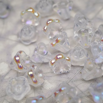 透明感极光幻彩~莲雾捷克珠玻璃珠琉璃小花喇叭花 8X10MM