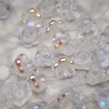透明感极光幻彩~莲雾捷克珠玻璃珠琉璃小花喇叭花 8X10MM
