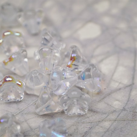 透明感极光幻彩~莲雾捷克珠玻璃珠琉璃小花喇叭花 8X10MM-2