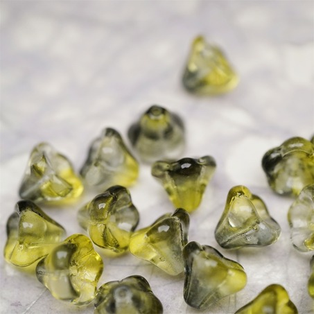 透感水彩水墨黄晕染渐变~莲雾捷克珠玻璃珠琉璃小花喇叭花 8X10MM-5