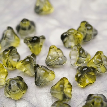 透感水彩水墨黄晕染渐变~莲雾捷克珠玻璃珠琉璃小花喇叭花 8X10MM-6