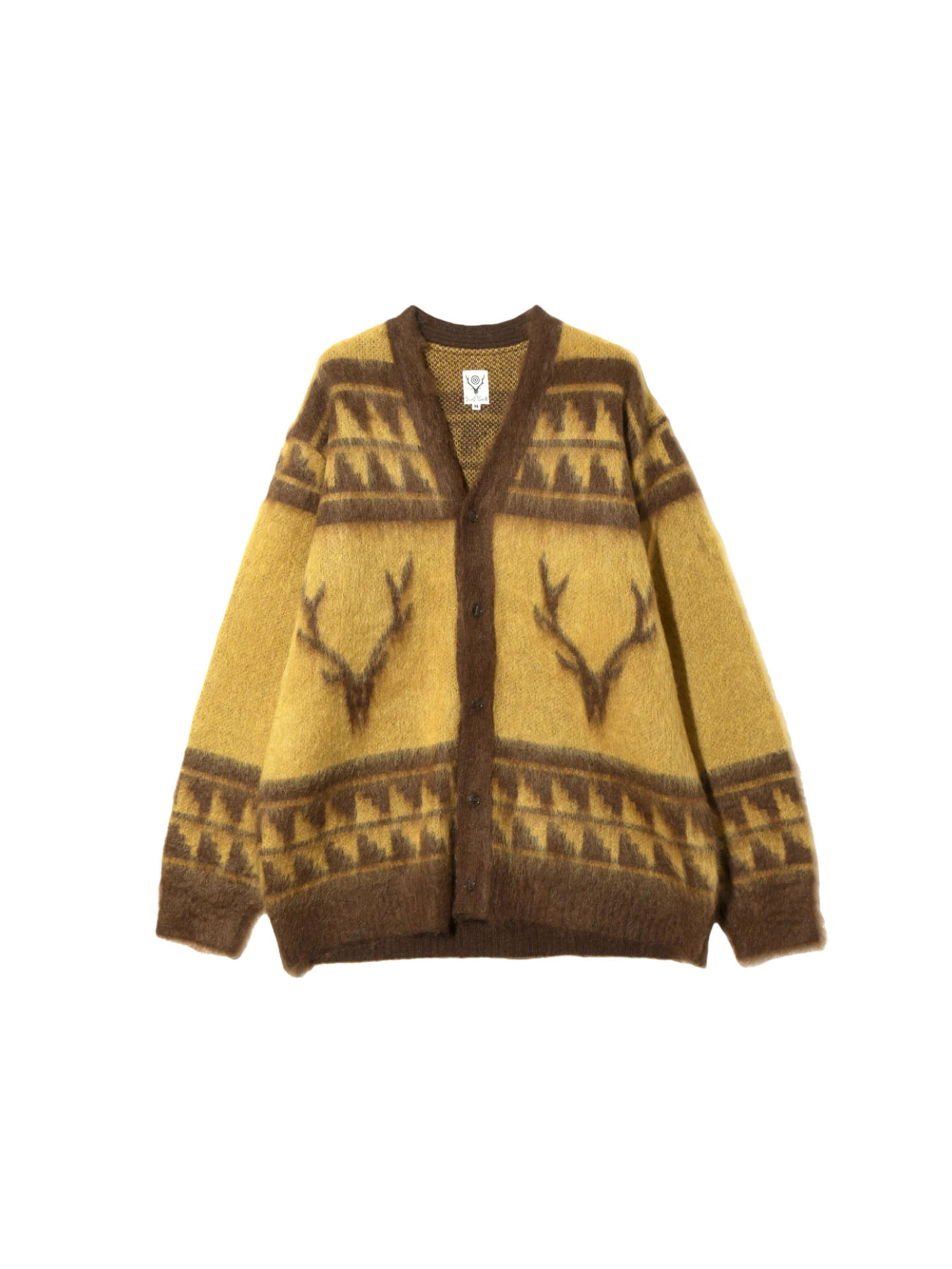 SOUTH2 WEST8 25FW Mohair V Neck Cardigan Sweater - Nordic Skull