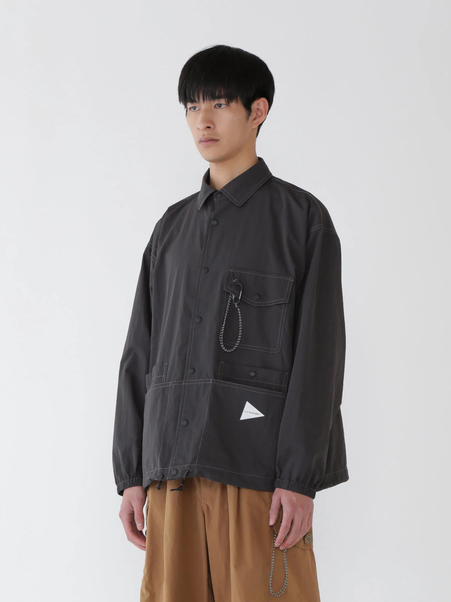 and wander 25FW crinkled nylon shirts jacket-4