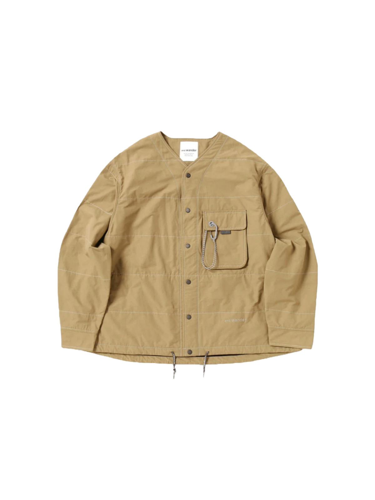 and wander 25FW C/N Octa collarless shirt jacket