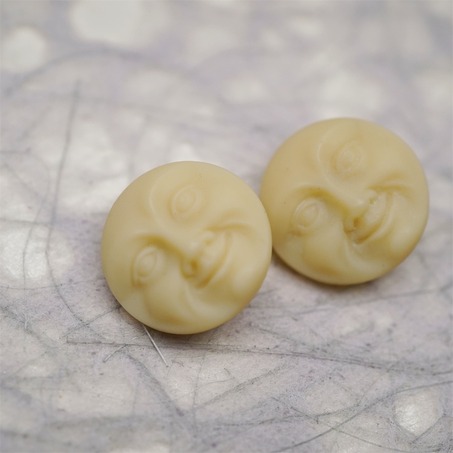 象牙色米色月亮脸kirks folly风格~捷克古董纽扣珠侧孔珠玻璃琉璃珠 18MM-2