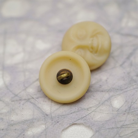 象牙色米色月亮脸kirks folly风格~捷克古董纽扣珠侧孔珠玻璃琉璃珠 18MM-5