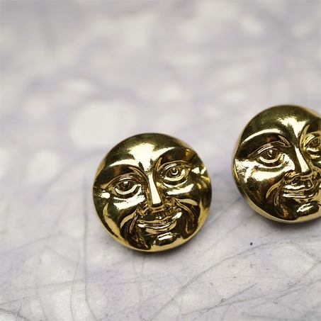 金色月亮脸kirks folly风格~捷克古董纽扣珠侧孔珠玻璃琉璃珠 18MM-3