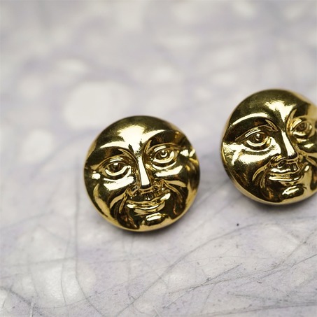 金色月亮脸kirks folly风格~捷克古董纽扣珠侧孔珠玻璃琉璃珠 18MM-4