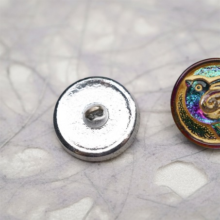 复古紫色调渐变飞鸟和平鸽风格~捷克古董纽扣珠侧孔珠玻璃琉璃珠 20MM-6