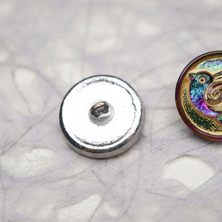 复古紫色调渐变飞鸟和平鸽风格~捷克古董纽扣珠侧孔珠玻璃琉璃珠 20MM-5