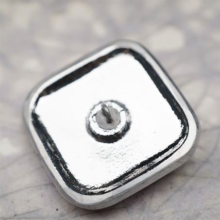 极光感梦幻紫色光泽复古花纹方圆形~捷克古董纽扣珠侧孔珠玻璃琉璃珠 37MM-5