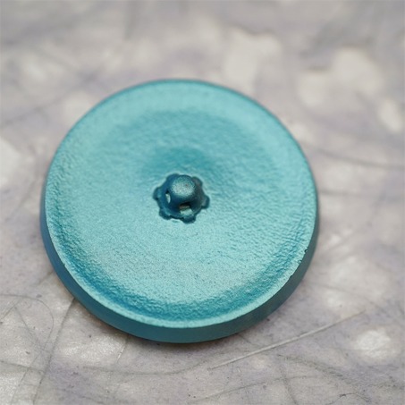 复古彩绘蓝绿拼橘色花纹~捷克古董纽扣珠侧孔珠玻璃琉璃珠 33MM-4