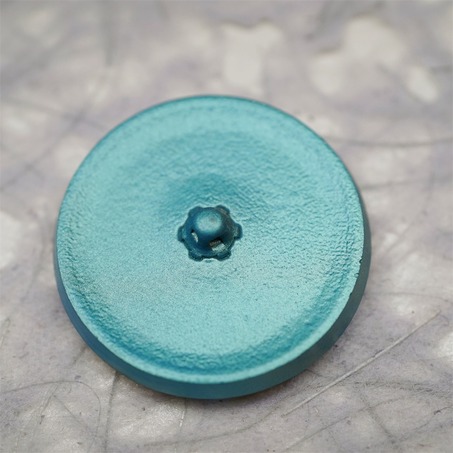 复古彩绘蓝绿拼橘色花纹~捷克古董纽扣珠侧孔珠玻璃琉璃珠 33MM-3