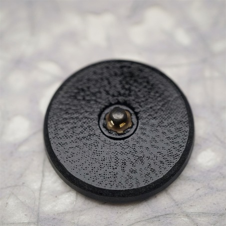 黑色系蓝绿色爱心树叶花纹~捷克古董纽扣珠侧孔珠玻璃琉璃珠 33MM-7