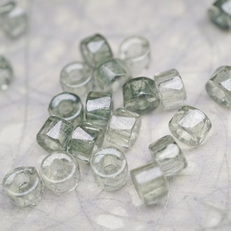 灰浅绿色~切面甜甜圈造型大孔捷克珠玻璃珠琉璃珠 6MM