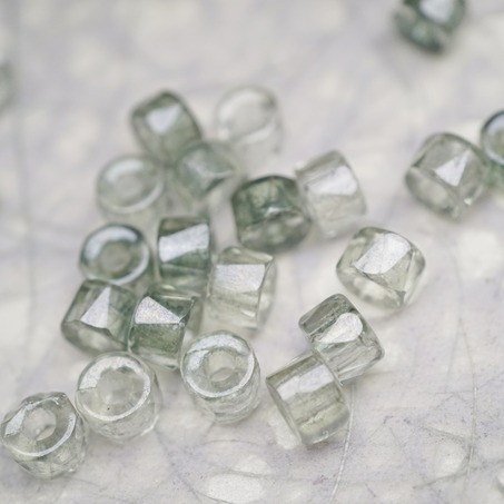 灰浅绿色~切面甜甜圈造型大孔捷克珠玻璃珠琉璃珠 6MM-3