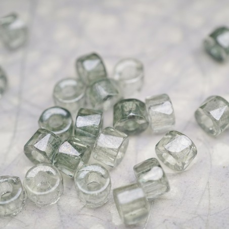 灰浅绿色~切面甜甜圈造型大孔捷克珠玻璃珠琉璃珠 6MM-5