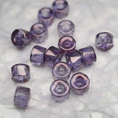 复古深紫色~切面甜甜圈造型大孔捷克珠玻璃珠琉璃珠 6MM