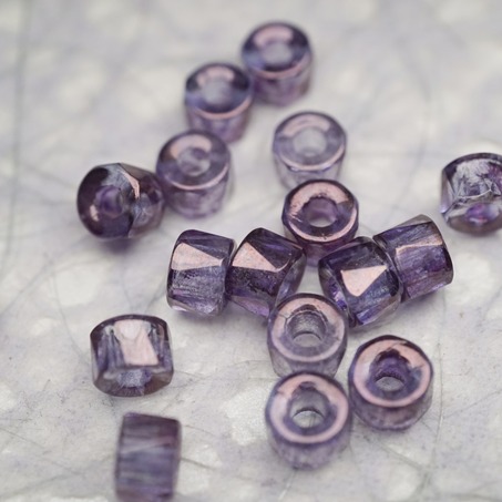 复古深紫色~切面甜甜圈造型大孔捷克珠玻璃珠琉璃珠 6MM-3