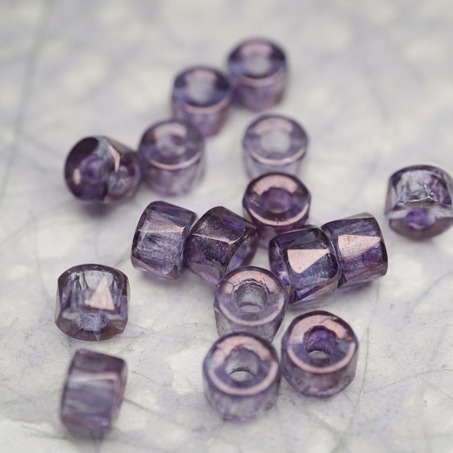 复古深紫色~切面甜甜圈造型大孔捷克珠玻璃珠琉璃珠 6MM-2