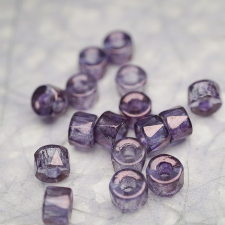 复古深紫色~切面甜甜圈造型大孔捷克珠玻璃珠琉璃珠 6MM-5