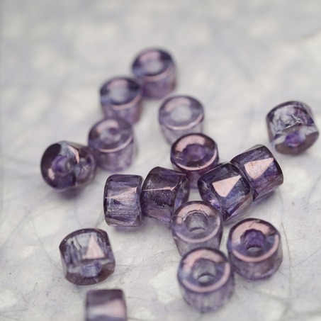复古深紫色~切面甜甜圈造型大孔捷克珠玻璃珠琉璃珠 6MM-4