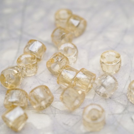 透香槟色~切面甜甜圈造型大孔捷克珠玻璃珠琉璃珠 6MM-5