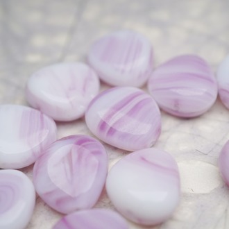 梅子粉色细条纹白底渐变mix~不规则水滴型捷克珠玻璃琉璃珠 16MM