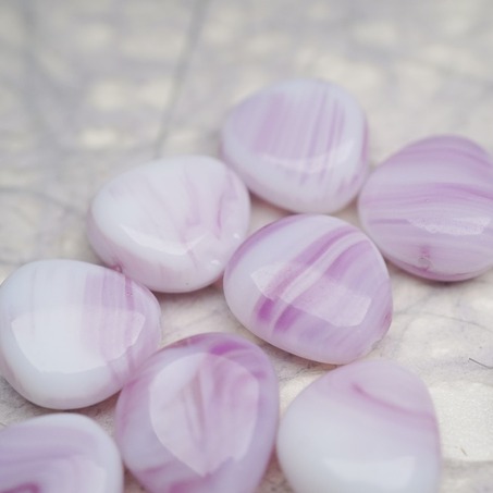 梅子粉色细条纹白底渐变mix~不规则水滴型捷克珠玻璃琉璃珠 16MM-6