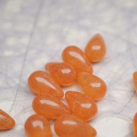 复古斑驳烟渍橙色水彩感~复古大号水滴捷克珠玻璃琉璃珠 9X15MM-2