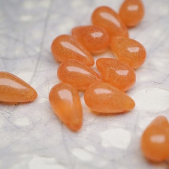 复古斑驳烟渍橙色水彩感~复古大号水滴捷克珠玻璃琉璃珠 9X15MM