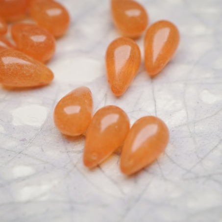 复古斑驳烟渍橙色水彩感~复古大号水滴捷克珠玻璃琉璃珠 9X15MM-3