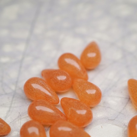 复古斑驳烟渍橙色水彩感~复古大号水滴捷克珠玻璃琉璃珠 9X15MM-4