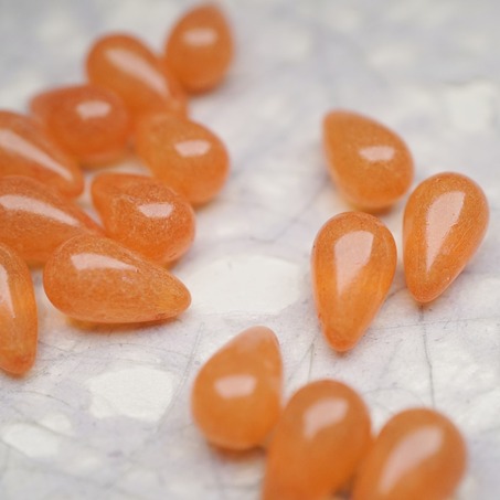 复古斑驳烟渍橙色水彩感~复古大号水滴捷克珠玻璃琉璃珠 9X15MM-5