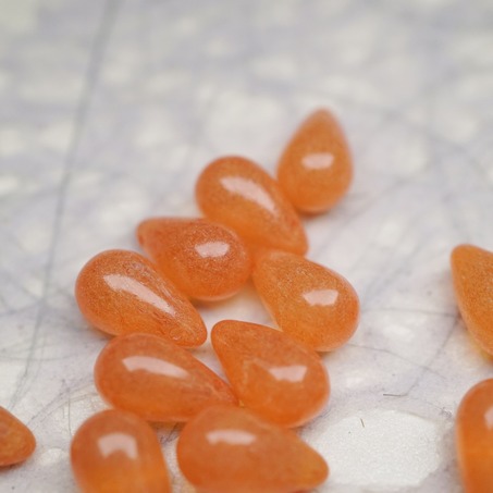 复古斑驳烟渍橙色水彩感~复古大号水滴捷克珠玻璃琉璃珠 9X15MM-7