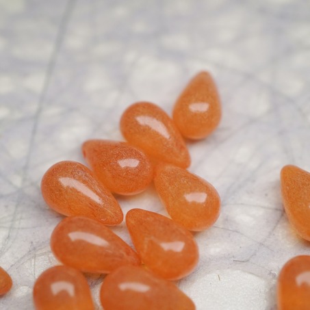 复古斑驳烟渍橙色水彩感~复古大号水滴捷克珠玻璃琉璃珠 9X15MM-6