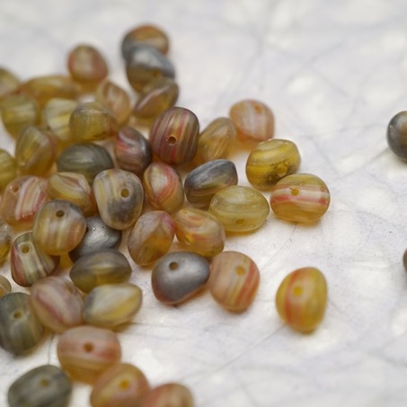 混色系mix复古条纹~随形可爱迷你鹅卵石小糖豆捷克珠玻璃琉璃珠 8X6MM-1