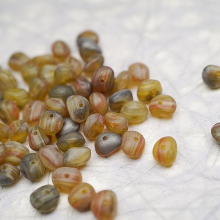 混色系mix复古条纹~随形可爱迷你鹅卵石小糖豆捷克珠玻璃琉璃珠 8X6MM-6