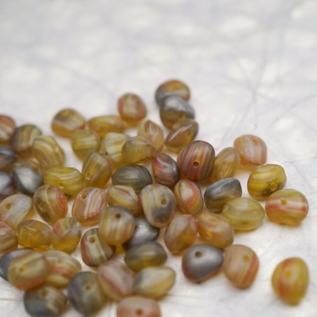 混色系mix复古条纹~随形可爱迷你鹅卵石小糖豆捷克珠玻璃琉璃珠 8X6MM-7