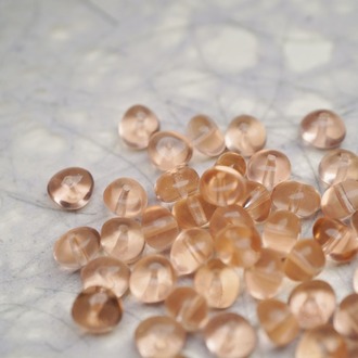 透明偏粉橘蜜桃色~随形可爱迷你鹅卵石小糖豆捷克珠玻璃琉璃珠 8X6MM