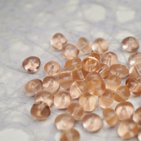 透明偏粉橘蜜桃色~随形可爱迷你鹅卵石小糖豆捷克珠玻璃琉璃珠 8X6MM-3