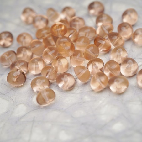 透明偏粉橘蜜桃色~随形可爱迷你鹅卵石小糖豆捷克珠玻璃琉璃珠 8X6MM-6