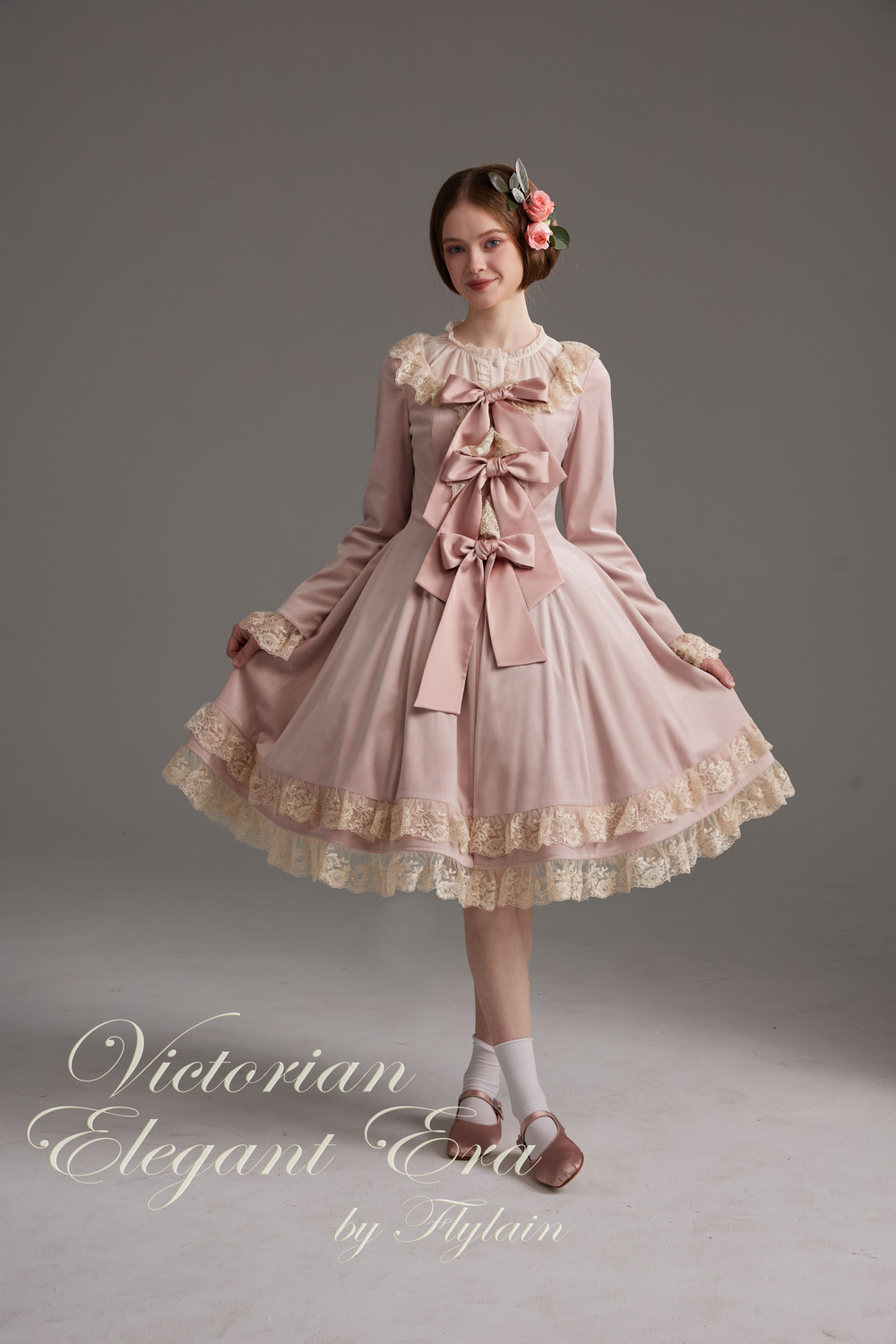 维多利亚优雅年代-丝绒开襟修身连衣裙-2