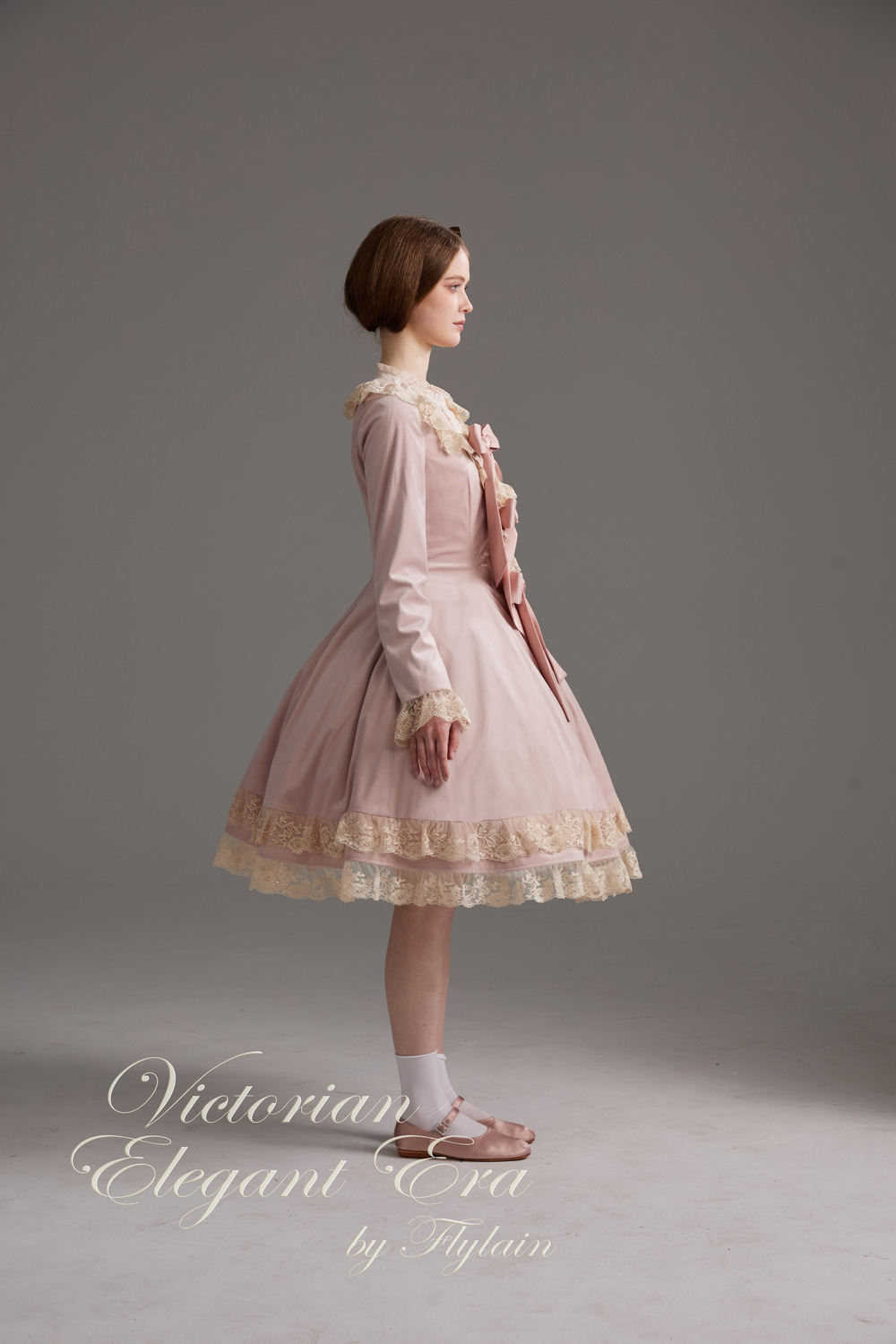 维多利亚优雅年代-丝绒开襟修身连衣裙-6