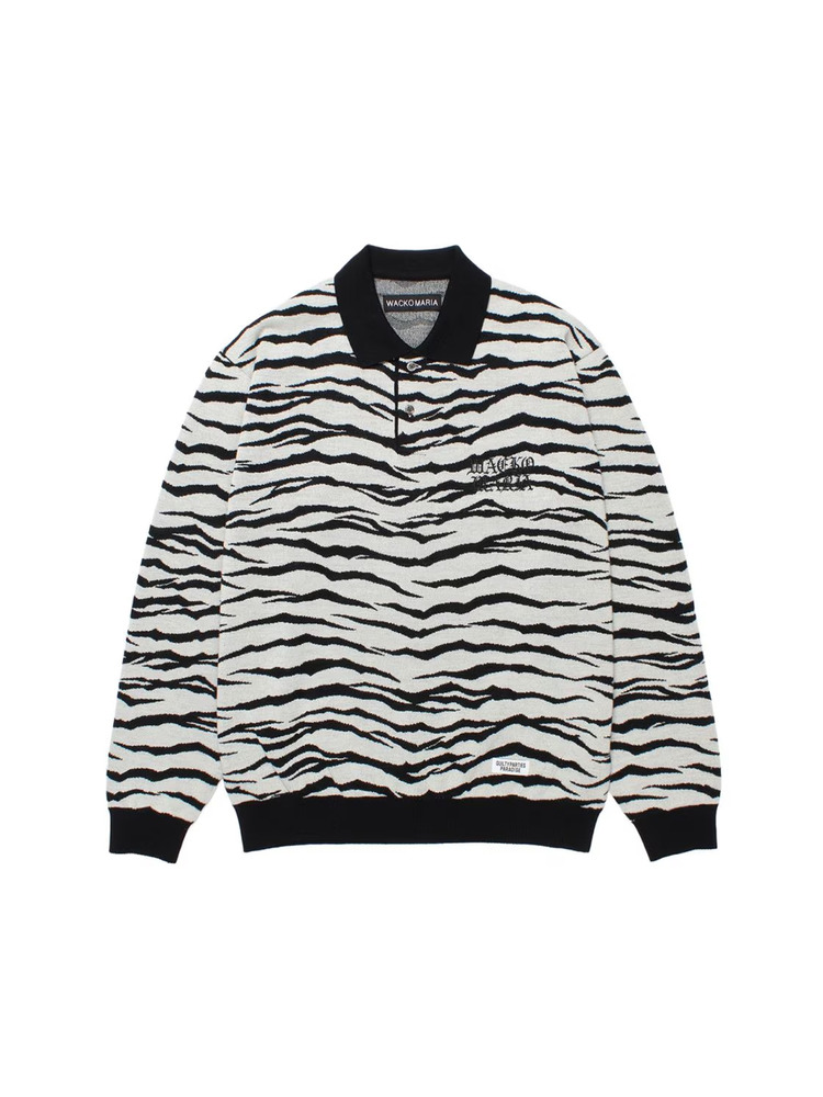 WACKO MARIA 25FW TIGER KNIT POLO SHIRT