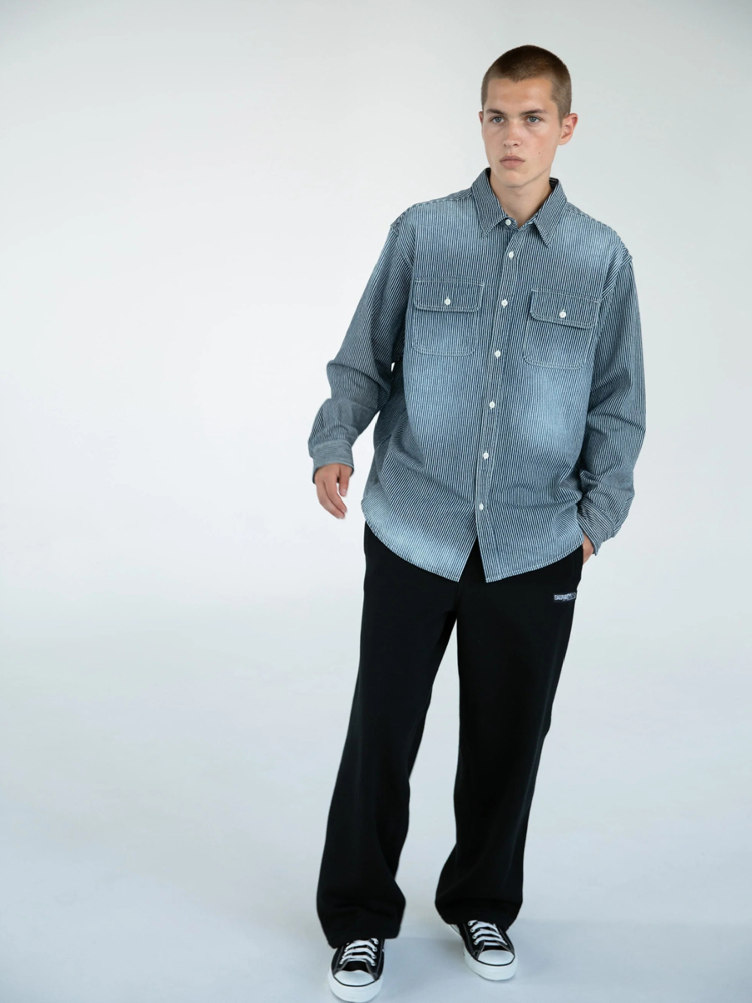 THISISNEVERTHAT 25FW HICKORY DENIM SHIRT-4