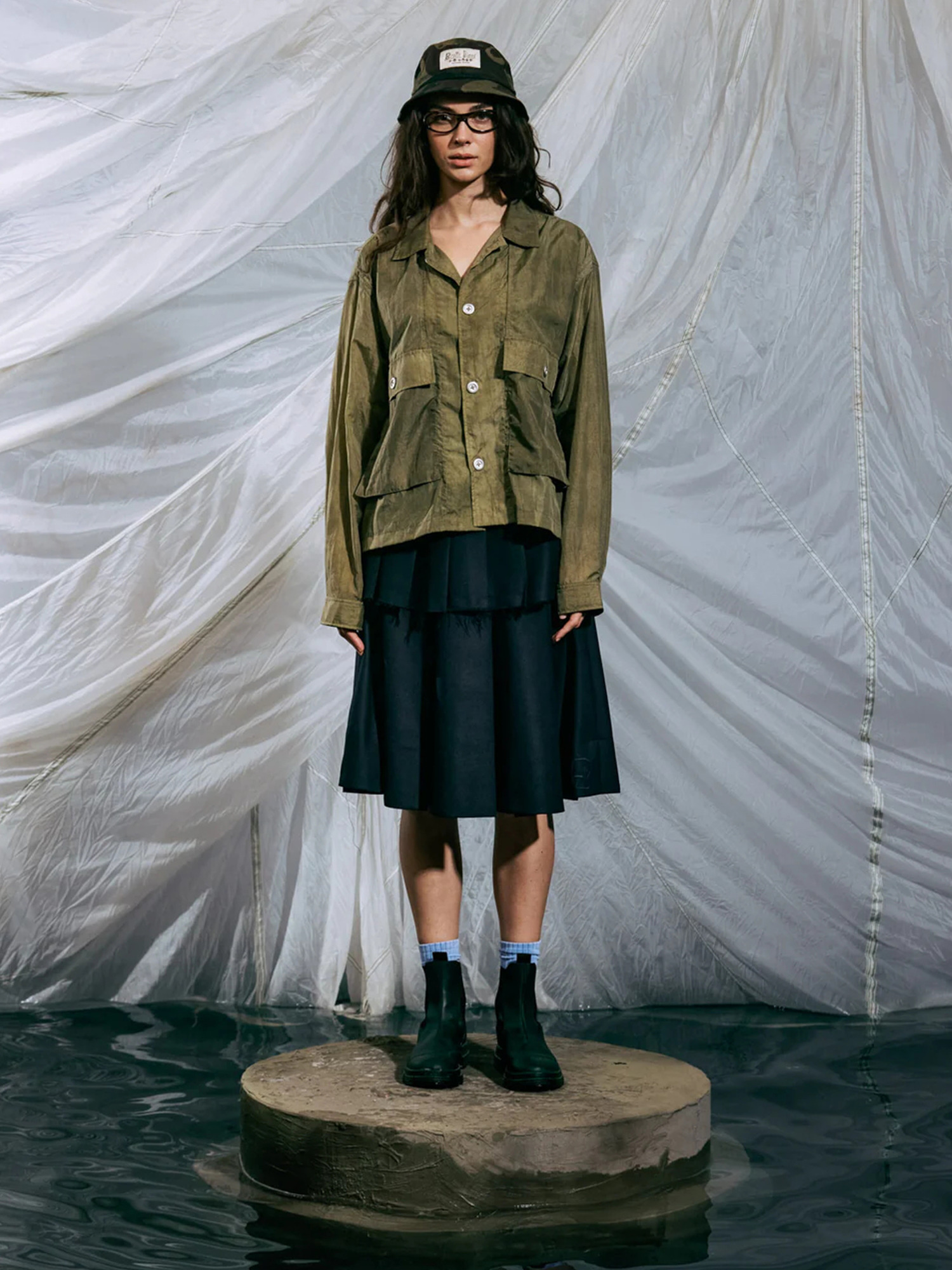 Brain Dead 26SS Cropped Nylon Button Up Shirt-6