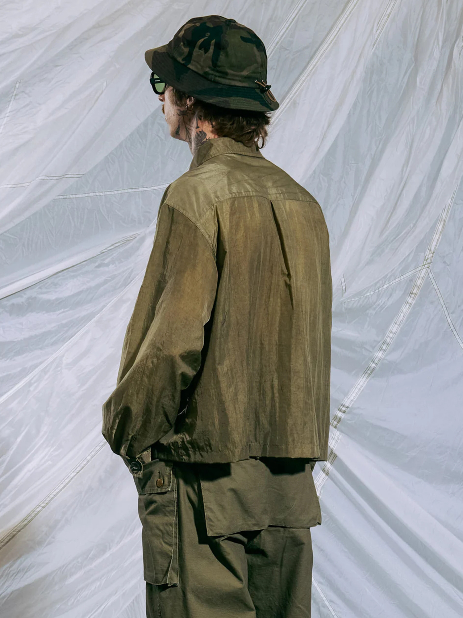 Brain Dead 26SS Cropped Nylon Button Up Shirt-5