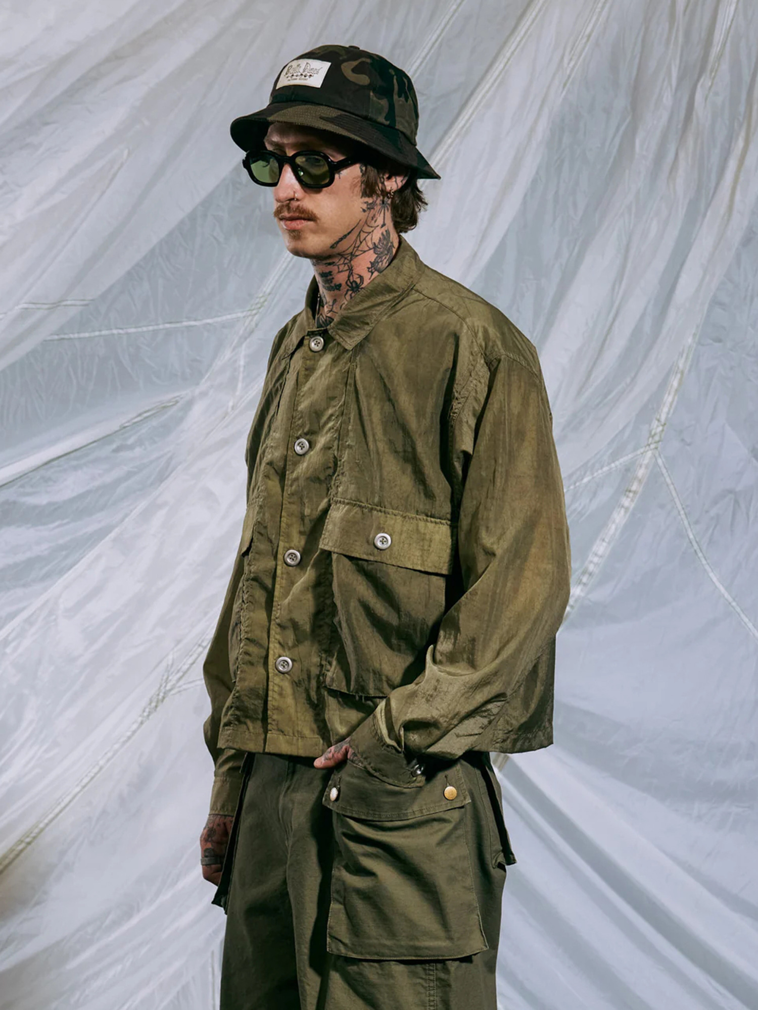 Brain Dead 26SS Cropped Nylon Button Up Shirt-4