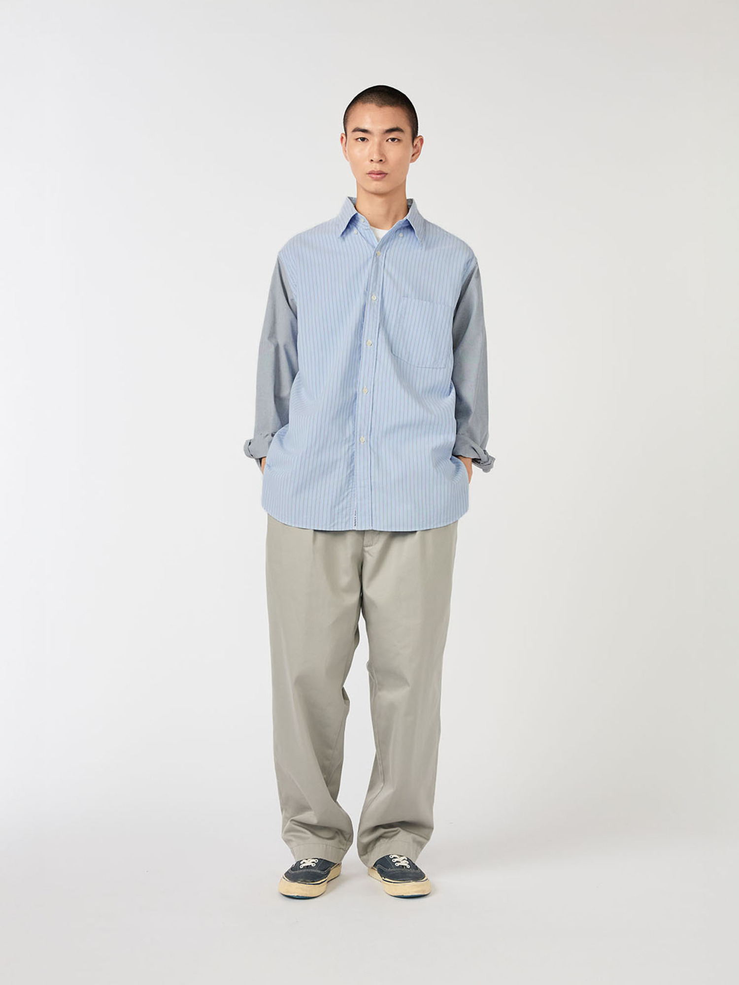 nanamica 26SS Button Down Stripe Storm Shirt-5
